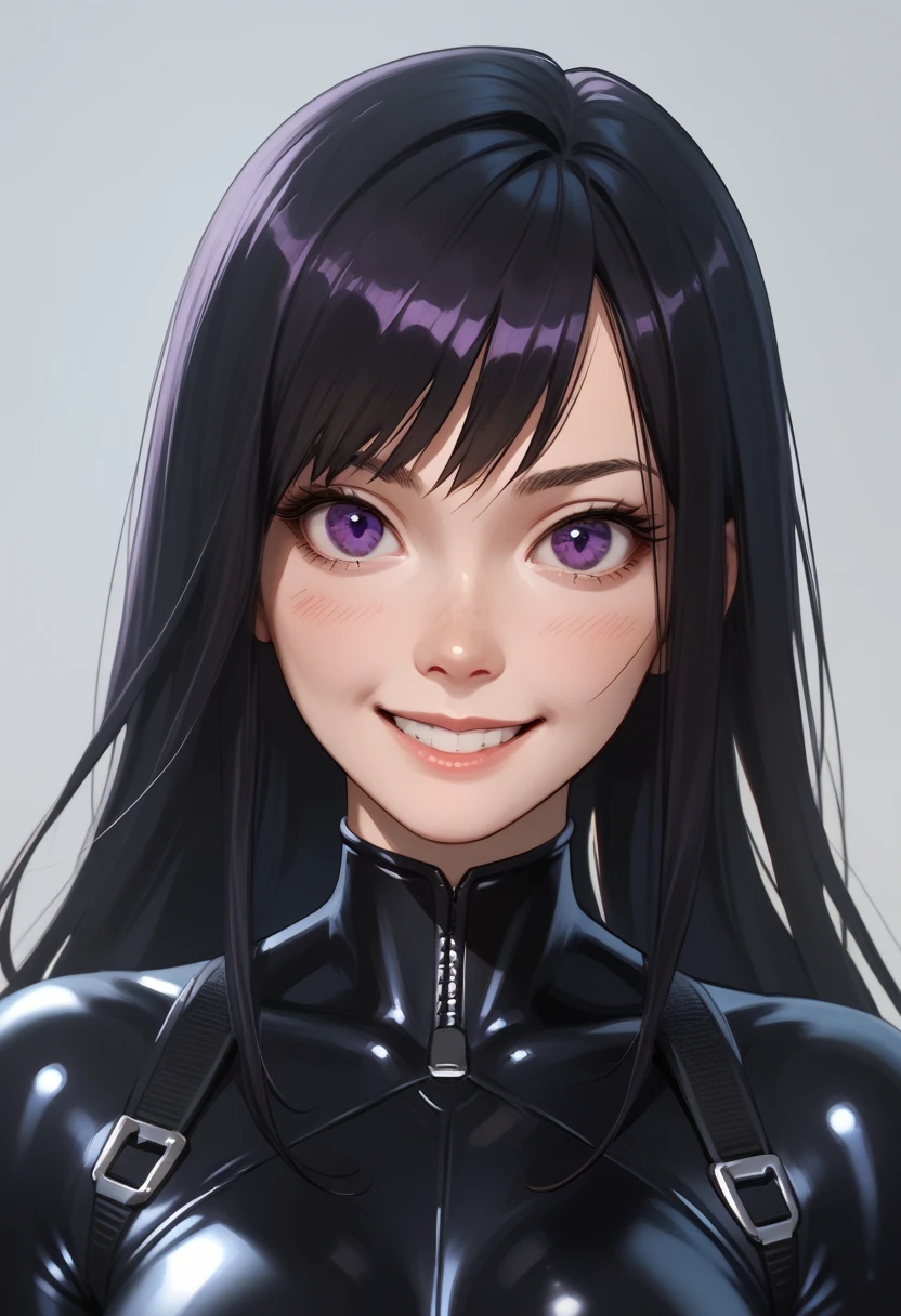 score_9, score_8_up, score_7_up, score_6_up, score_5_up, score_4_up, BREAK, 1girl, portrait of violetparr, black hair, long hair, purple eyes,  bodysuit, upper body, smile, looking at viewer
