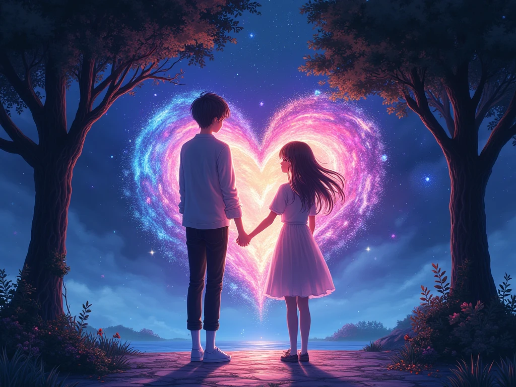 masterpiece, best quality, (extremely detailed CG unity 8k wallpaper), (best quality), (best illustration), (best shadow), ((1boy and 1girl))
Love is a prism fantasy
So I'm sure they'll be reborn
The past is a revolving door that continues after you
Night is a prism fantasy
Illuminate the two in seven colors
Now in my new arms 