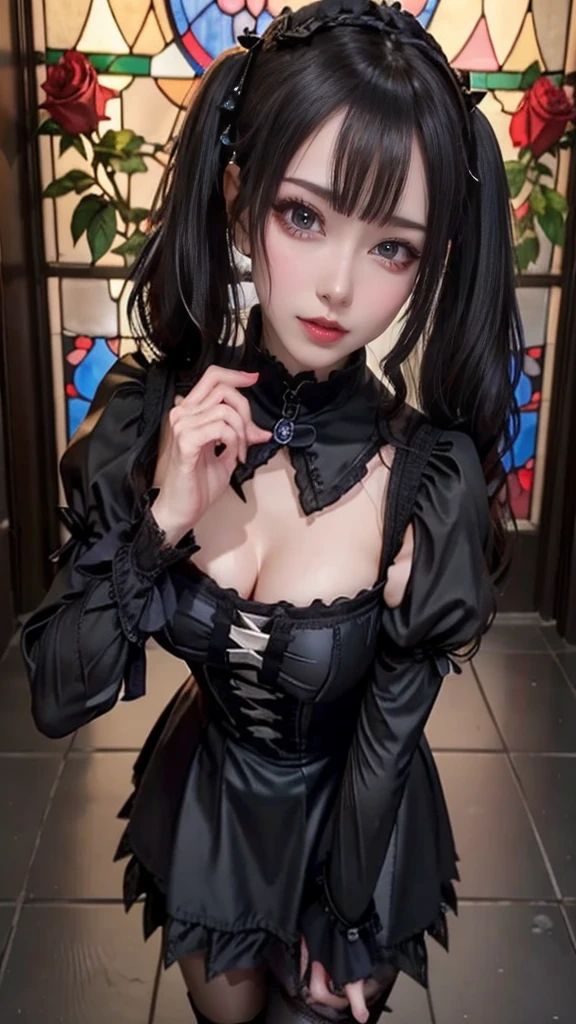 (highest quality:1.1)Zuo々Ki Nozomi Japanese 24-years-old Pussy thighs slit deep neckline tops high heels See-through gothic ta clothes