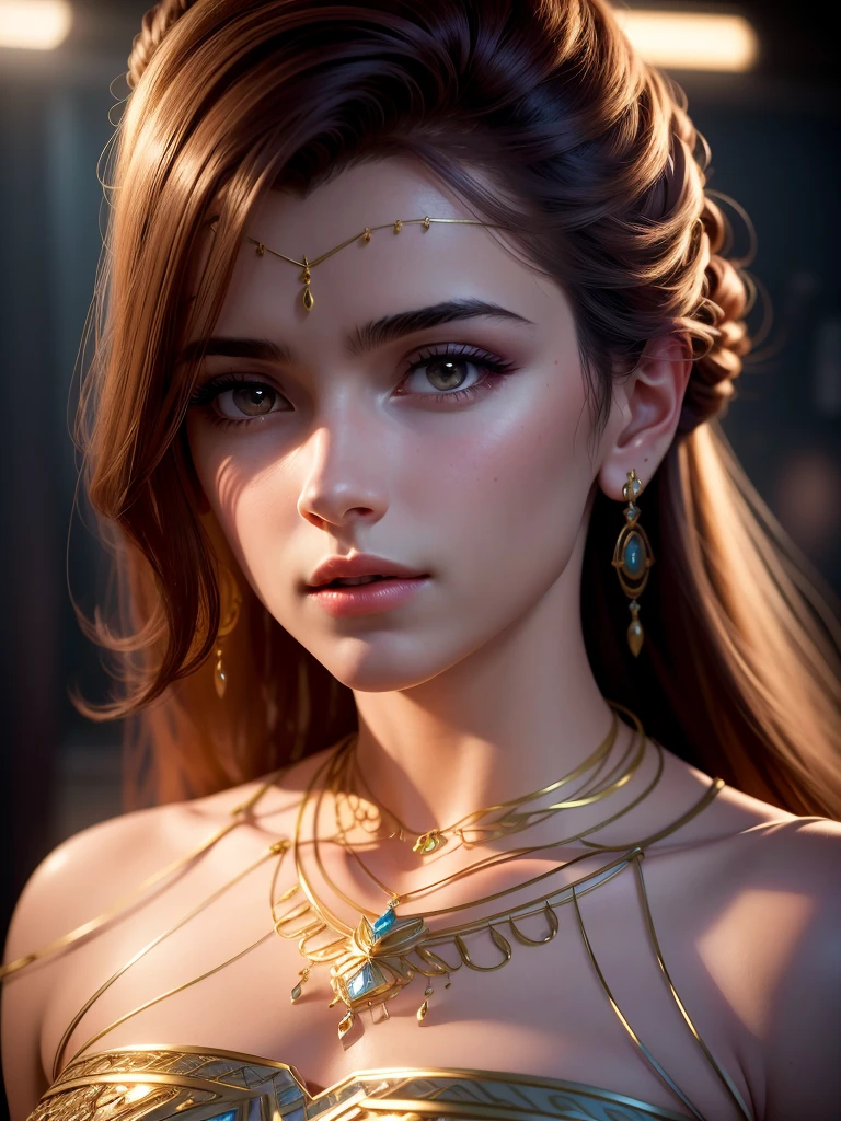 best quality, masterpiece, highres, 1girl, hair ornament, necklace, jewelry, Beautiful face, tyndall effect, photorealistic, dark studio, rim lighting, two tone lighting, (high detailed skin:1.2), 8k uhd, dslr, soft lighting, high quality, volumetric lighting, candid, Photograph, high resolution, whole bidy capture,