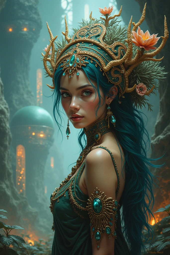 Full body shoot of stunnig beauty female poseidon, long hair, temple and water background, less clothes, perfect detailed face, detailed symmetric hazel eyes with circular iris, realistic, stunning realistic photograph, 3d render, octane render, intricately detailed, cinematic, trending on artstation, Isometric, Centered hipereallistic cover photo, awesome full color, hand drawn, dark, gritty, mucha, klimt, erte 12k, high definition, cinematic, neoprene, behance contest winner, portrait featured on unsplash, stylized digital art, smooth, ultra high definition, 8k, unreal engine 5, ultra sharp focus, intricate artwork masterpiece, ominous, epic, TanvirTamim, trending on artstation, by artgerm, h. r. giger and beksinski, highly detailed, vibrant, 8k