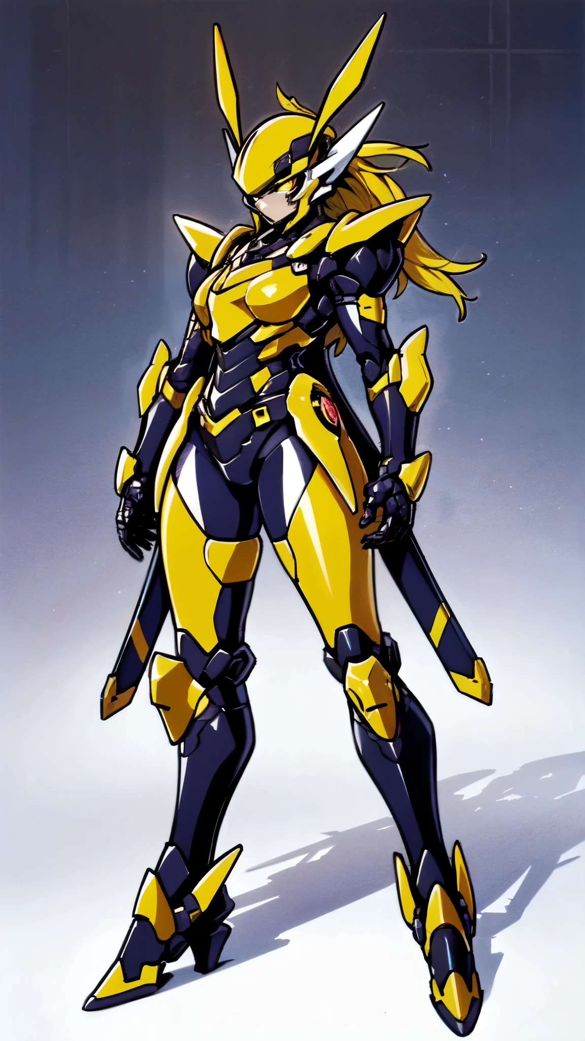 (masterpiece:1.5, best quality:1.5, extremely delicate:1.5), a woman wearing a full-face helmet, high-tech biomimetic armored combat suit, (a composite layered chest armor), the design balances heavy with agility, fully enclosed shoulder guards, matching arm and leg guards, a belt of gemstone, (the color scheme is primarily Purple with Blue and Yellow accents, Organic Biotech, Concept Inspired by queen bee, glowing eyes, armor glows), stand of a futuristic sci-fi city, this character embodies a finely crafted fantasy-style armored hero in anime style, exquisite and mature art style, metallic, high definition, highres, ultra-detailed, ultra-fine painting, professional, perfect body proportions, golden ratio, anatomically correct, symmetrical face, extremely detailed eyes and face, high quality eyes, creativity, RAW photo, UHD, 32k, Natural light, cinematic lighting, (masterpiece-anatomy-perfect:1.2)