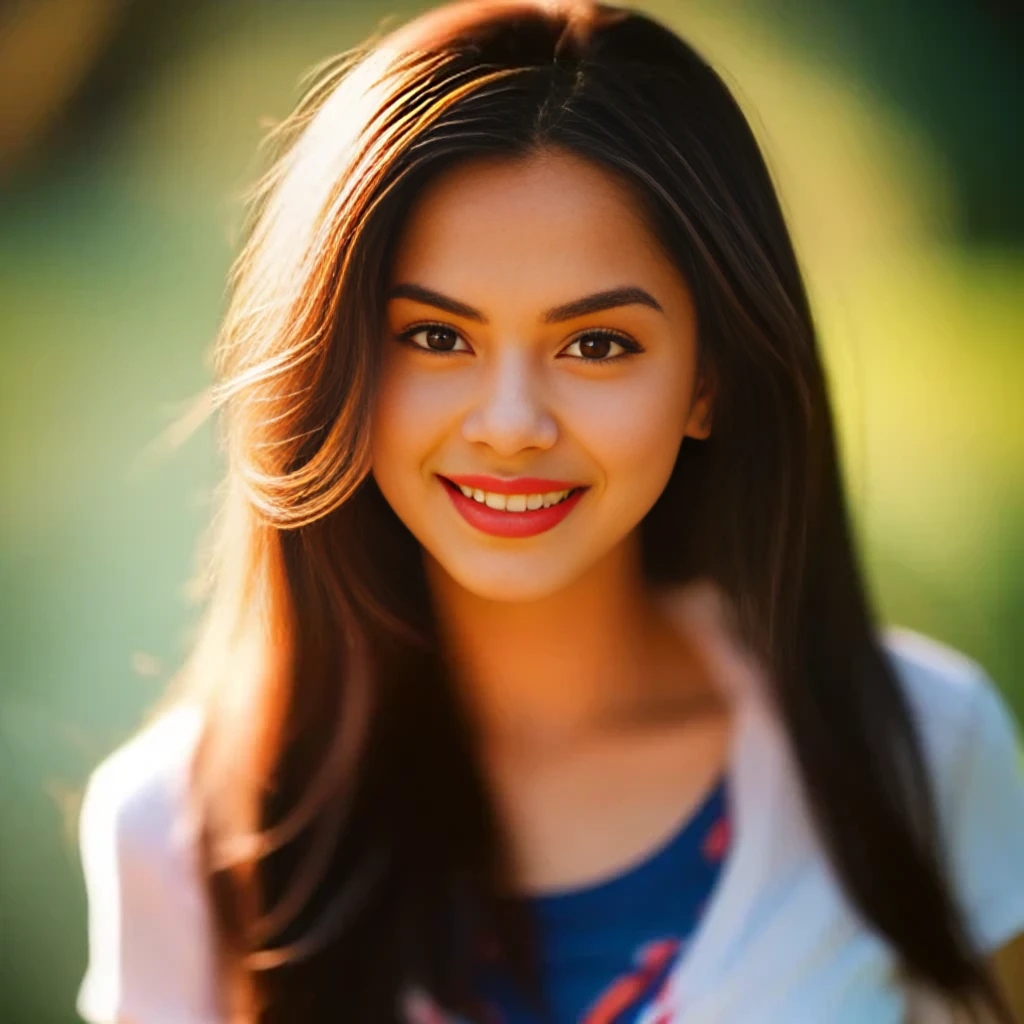 1 mexican girl, 25 years old, Long Wavy black Hair, dark brown eyes, teen, nude, cleavage, smiling
