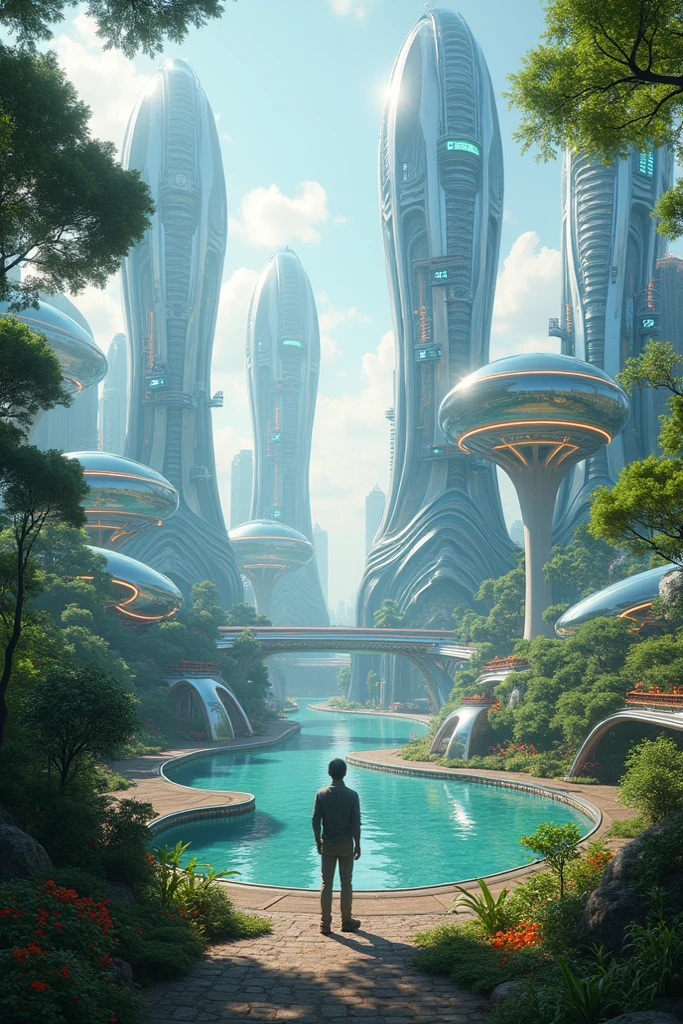 Dubrec style，Transparent figure back，Vision of the future utopian world image，（Multiple Exposure：1.8），Intricate illustration in surreal art style，surreal dreamscape，Future utopian world dream