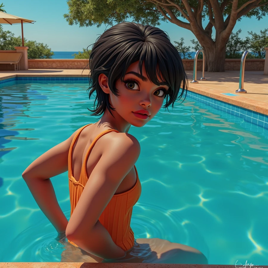 Young ((isabelmoner-smf, dora, In the pool)), in bikini "Gucci", improvisation, aesthetics, Hair Bob Henna, joying, happiness, Stunning, (Highly detailed), [Baroque interior], Intricate, Cinematic, dehazed, atmospheric, diffused lighting,(Portrait in the style of David Barnett Newton Helmut by Yuri Arkurs ), Sampler: DPM++ 2M Karras,SVG anti-aliasing,(oil painting:0.75), (headband:0.75),(teal:0.2),( Orange:0.2),(Pink:0.2),(acrylic), (by Jeremy Mann:0.5), (by John Constable:0.1),(acrylic paint:0.75), 8K