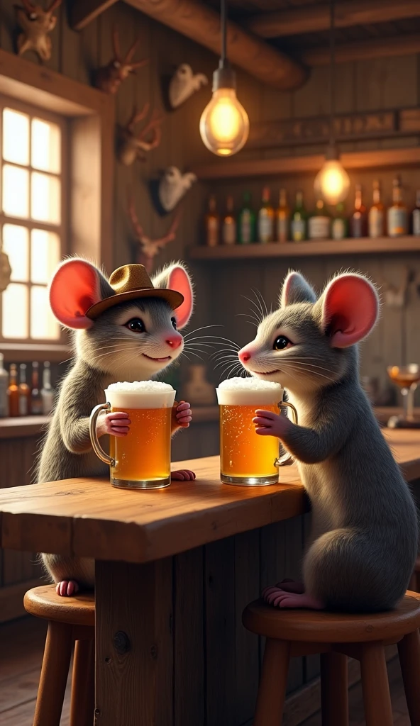 Cute mouse and mouse are bartenders 