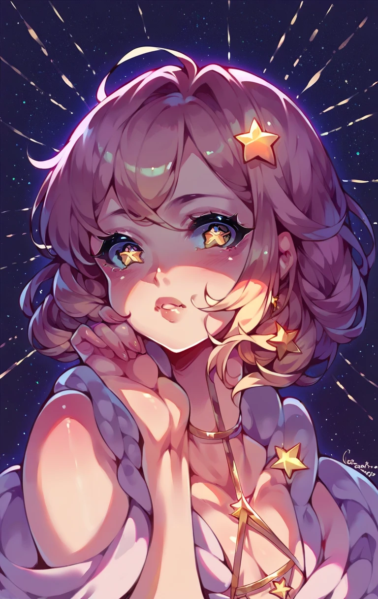 kurokawaakane(1zgame),1girl, solo,looking at viewer,8k, beautiful lighting,symbol-shaped_pupils, sparkling_eyes, star-shaped_pupils, star_(symbol),