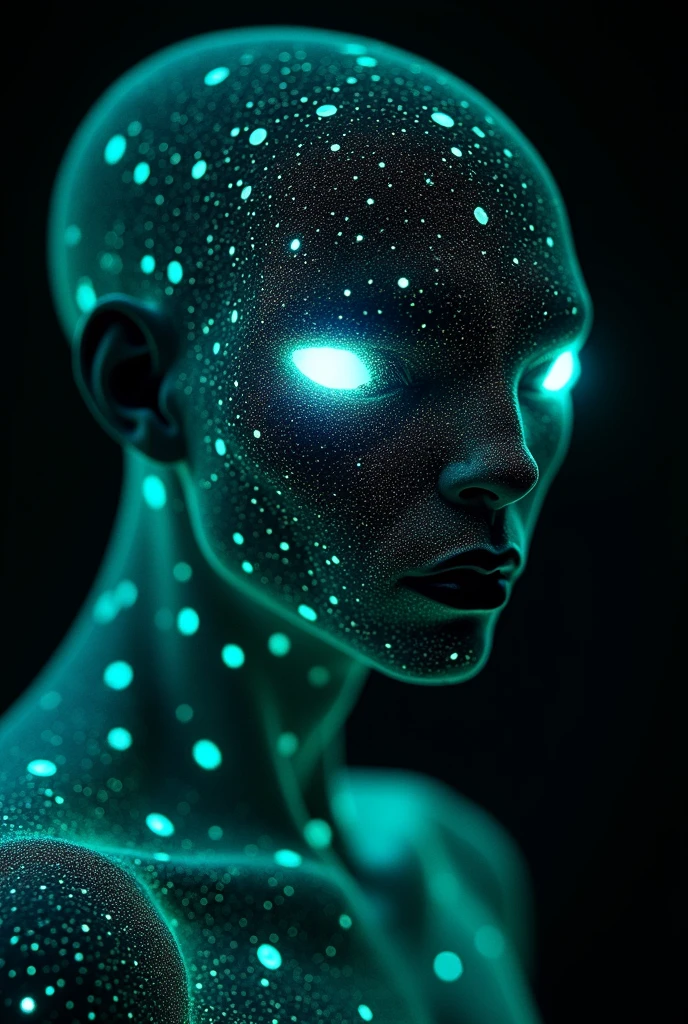 Green son on a black background
