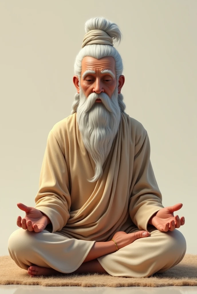 Estóicism, Stoic statue of a bearded man meditating in a calm environment, with hands together in meditation position, symbolizing introspection and serenity, 4k.