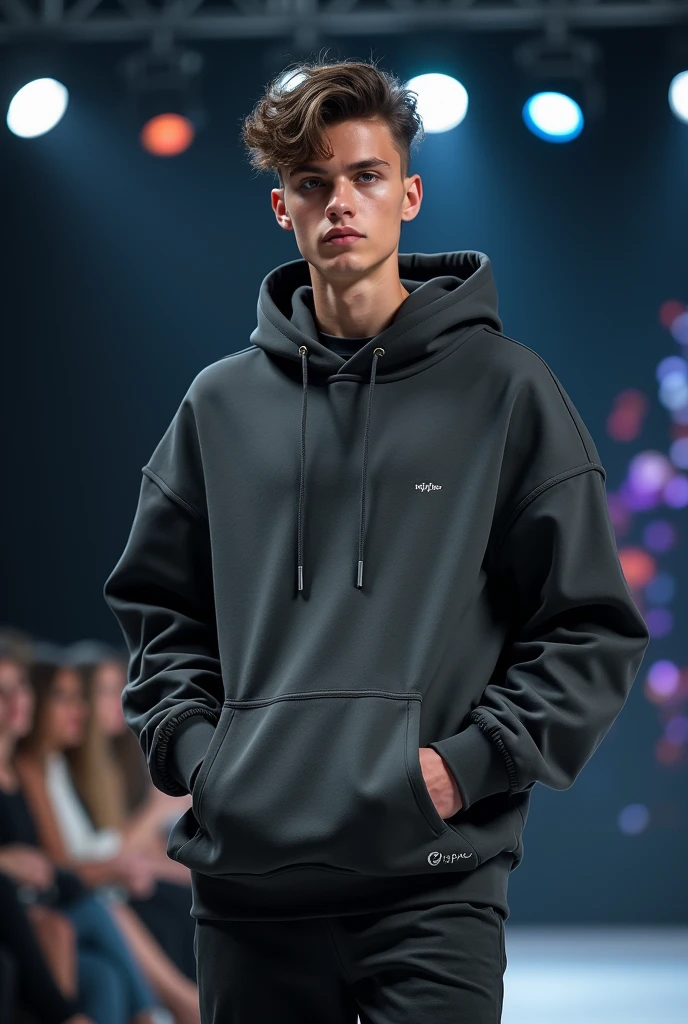 ((4K operation))、Masterpiece、(คุณภาพhighสุด)、A boy.、Slim shape、high、((Black Y-shirt and white pants、Charming street style))、Please wear a jacket.、Wear a hood to cover your face.、(Beautiful blue eyes with details)、Morning City、((clear sky))、Modern city in the morning、during walking、((bright, The sky is lightly clouded.))、((Looks like Carly Rae Jepsen))、((White hair, short hair))、((face becomes smaller))、((neutral face))、((bright blue eyes))、((American adult male))、((2 adult males))、((Cool guy.))、((Just like a star.))、((looks fierce))、((Korean makeup))、((Long and sharp eyes))、((Happy dating))、((little child))、((Full body photography))、professional photos、((Model photo))、((Shoot alone))、((He is under the roof))、((looking up at the sky))、((Shot from the back))、((He is looking up.))、((His eyes were looking upwards.))、((Increase the angle of the face))、((He is walking in front of the audience.))