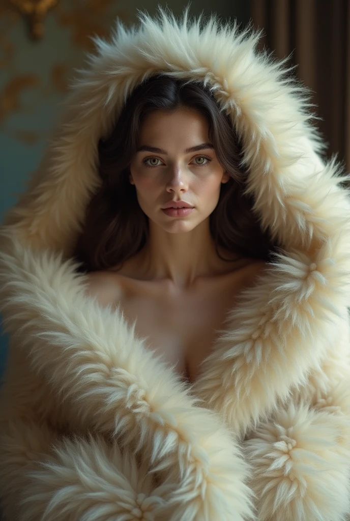 ((ahegao),(orgasm),15 year old woman,whole body,standing,all wrapped up bound long plaid fluffy fur blanket mummification cocoon ,,(((all wrapped up fluffy fur blanket mummification cocoon))), ((highest quality)),perfect face, komachi,long fluffy fur blanket mummification cocoon