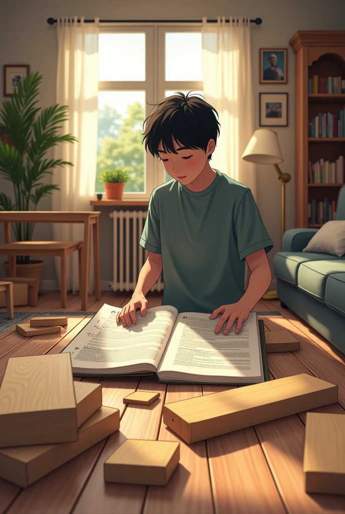  A university student learning on the bed while book mess up On the floor besides the bed