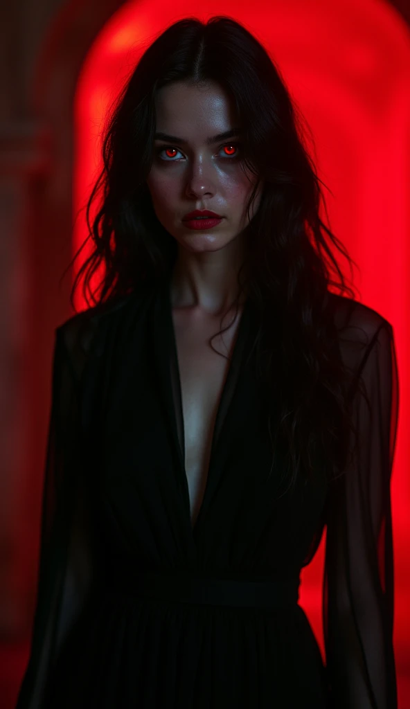 Fashionable of androgynous alien looking witch wearing veil, glowing eyes, beautiful evil slavic muscular woman, pale skin, long dark blond hair, futuristic design, minimal details, givenchy, photoreal, 200mm, hd, f/ 2.0, highly detailed, surreal , drop dead, in the style of red and blue, (intricate details, hyperdetailed:1.15) (skin texture:1.2), cinematic, professional, 4k, (((dynamic model pose))), sitting, full body
