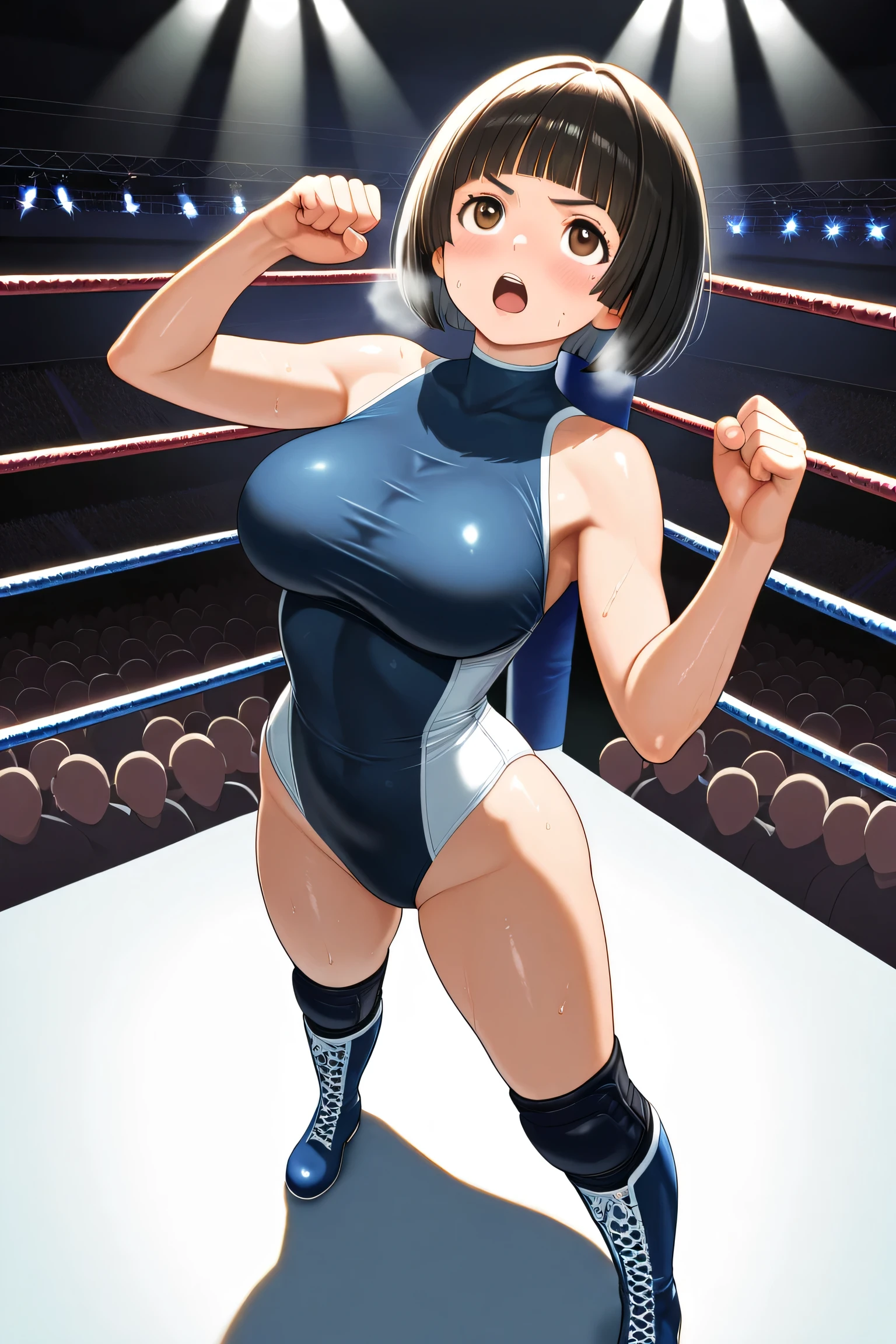 ****************、During a wrestling match、Torn uniform、Nipples