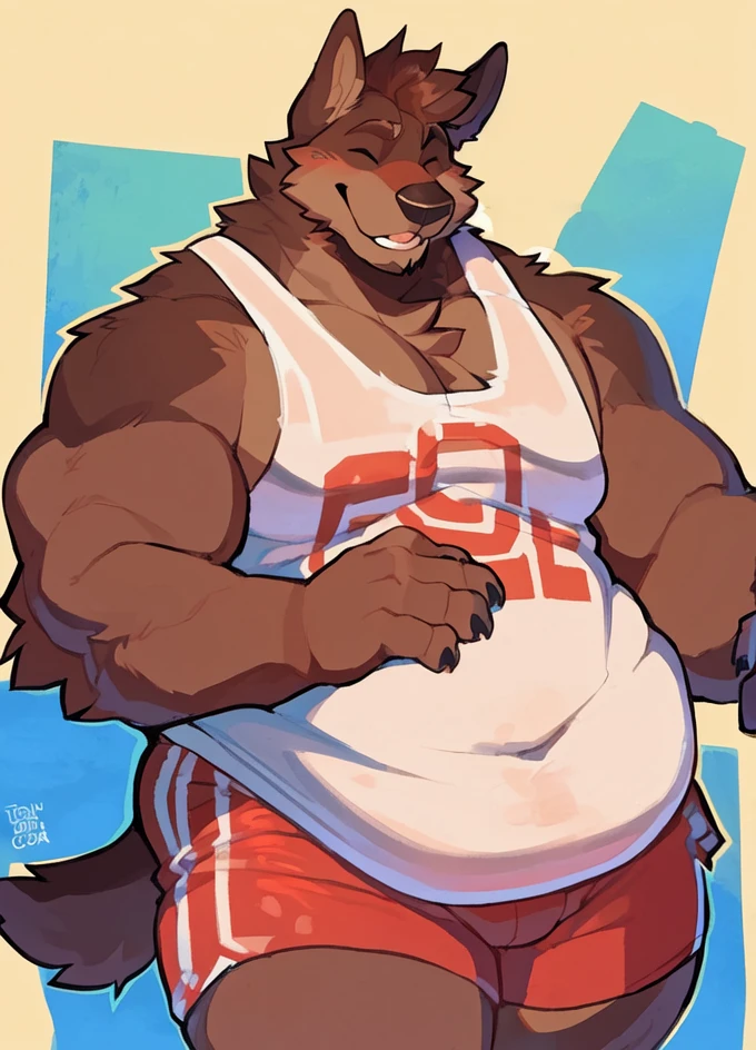 a handsome young chubby hairy bear  gay furry, wear underwear by bigcozyorca