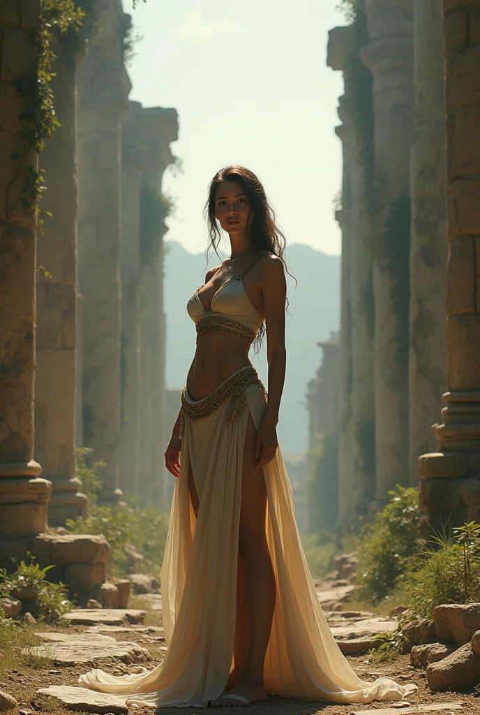 ((masterpiece, highest quality, Highest image quality, High resolution, photorealistic, Raw photo, Extremely detailed CG unified 8k wallpaper)), (huge stunning goddess shot, very hot and sexy, jaw-dropping beauty, perfect proportions, beautiful body, slim body beauty:1.4), Ancient City Ruins,