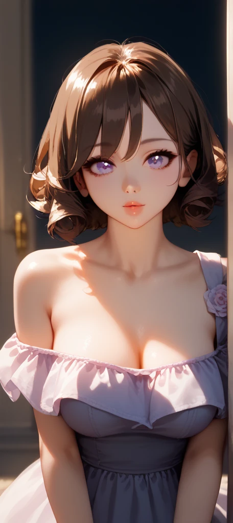 (Masterpiece, BestQuality:1.3), (ultra detailed:1.2), (hyperrealistic:1.3), (RAW photo:1.2), High detail RAW color photo, professional photograph, (Photorealistic:1.4), (realistic:1.4), professional lighting, perfect anatomy, (Big Breasts:1.2), (blush, detailed face), (cheerful Smile:1.5), Trending Hair&Trending Hairカラーをランダムに, earrings, necklace, bracelet, sexy, erotic sexy, Random sexy gravure poses, (A beautiful woman in a sexy red dress is smiling and posing sexy in a romantic restaurant。Pink curly hair is attractive。:1.3)