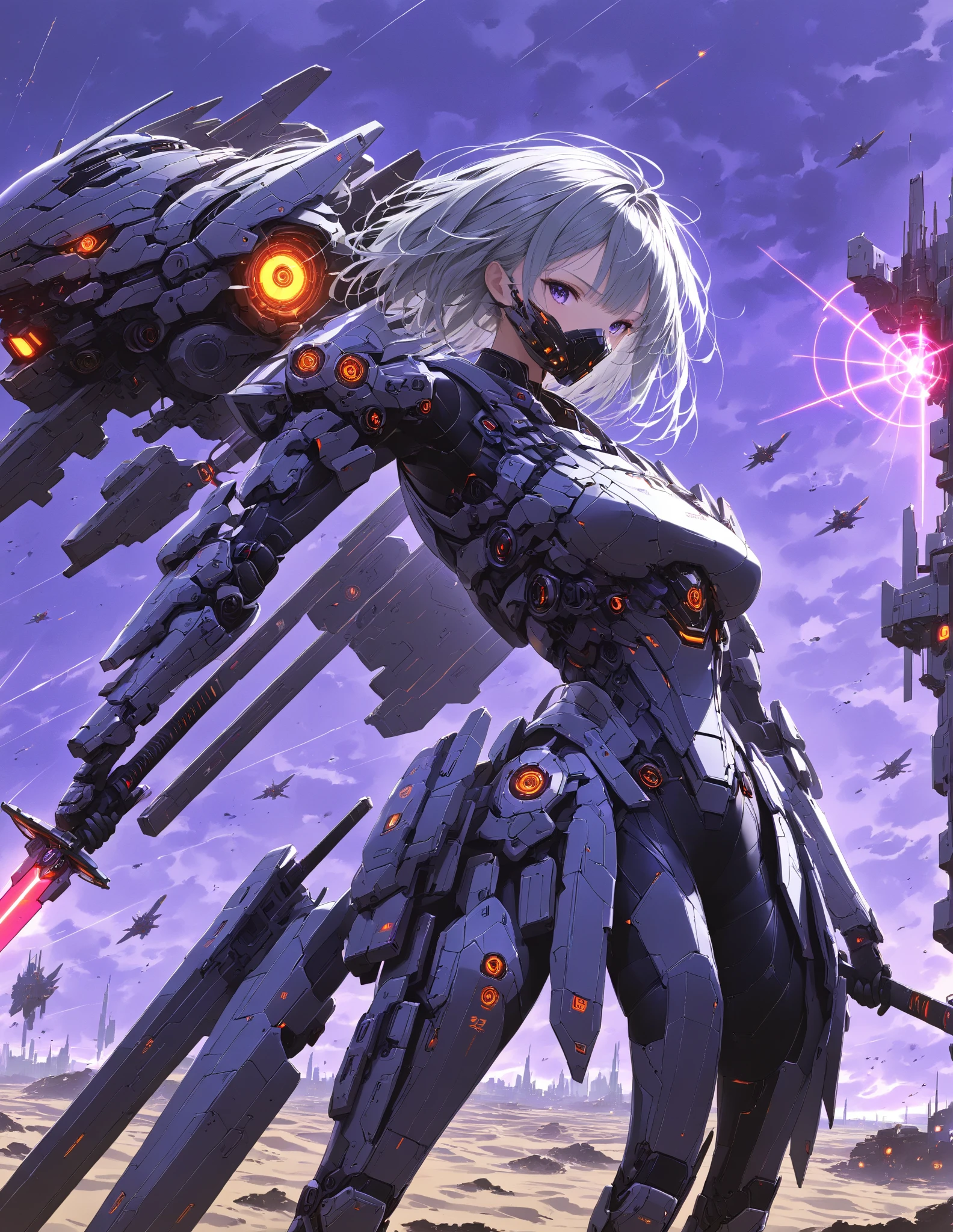 Anime girl in a futuristic suit standing on the city street, cyberpunk anime girl mech, Girl wearing mechanical cyber armor, perfect android girl, cute cyborg girl, perfect anime cyborg woman, digital cyberpunk anime art, cyborg - girl with silver hair, female cyberpunk anime girl, cyberpunk anime girl, anime cyberpunk art, detailed digital anime art,  cyberpunk