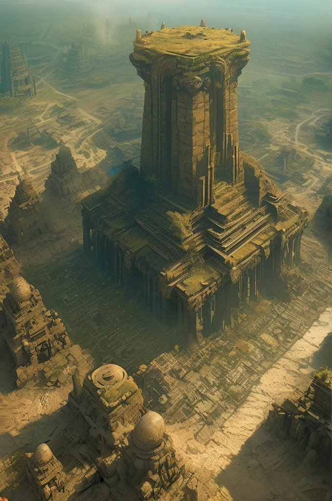  Aerial view of Ancient Ruins showing huge buildings and giant alien statues, beksinski and dan munford,  Greg Beeple  , ( ( ( ( ( dan munford ) ) ) ) ),  BeepleとJean Girard , josan gonzales and dan munford,  Paul Rea 、Beeple ,  ancient ruins、Different planets 