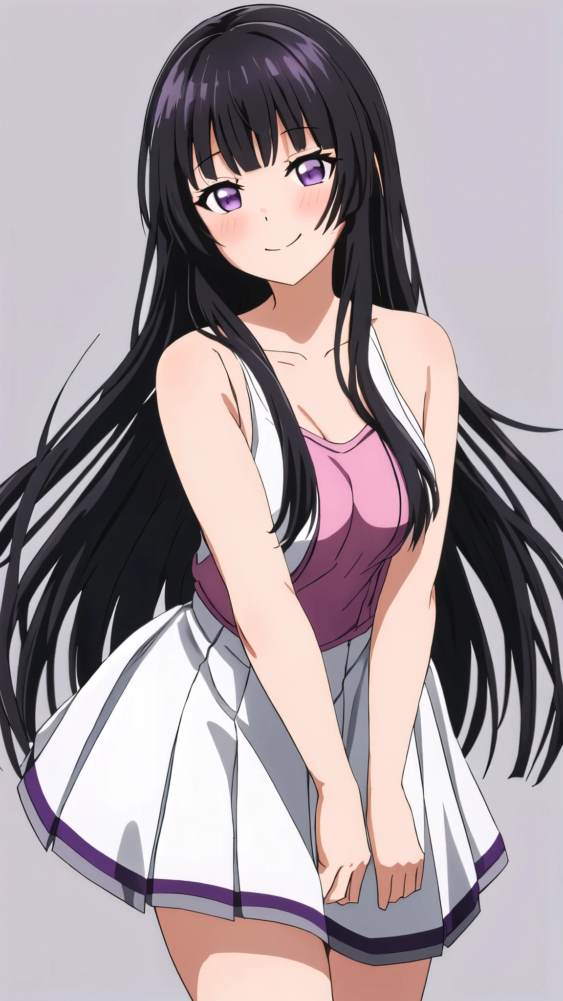 Suzuka Tsukimura、suzuka、"Magical Girl Lyrical Nanoha"、Purple Hair、long hair、hair band、Big Breasts、high school girl、Night Clan、Gym suit、Bloomers、A kind smile、Hands clasped behind back(((SFW、sound、Highest quality、first-clasasterpiece、Normal body、8k、Detailed face、Ultra-precision、Normal hand、Normal finger、5Finger、Highest)))