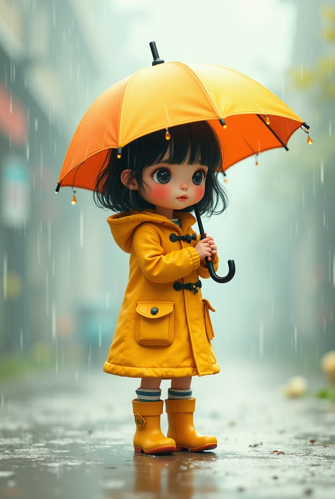 （Super cute Q version little girl Rem wearing a transparent plastic hoodie standing in the rain：1.4）, Rainbow color illustration, magically glowing, Shiny and colorful, Hologram, Yumi, anime art wallpaper 8 k, Gurwitz-style artwork, Anime Art Wallpaper 4K, Anime Art Wallpaper 4K, beautiful anime artwork, Digital Animation Art, Gurwitz，（Full body female：1.5）