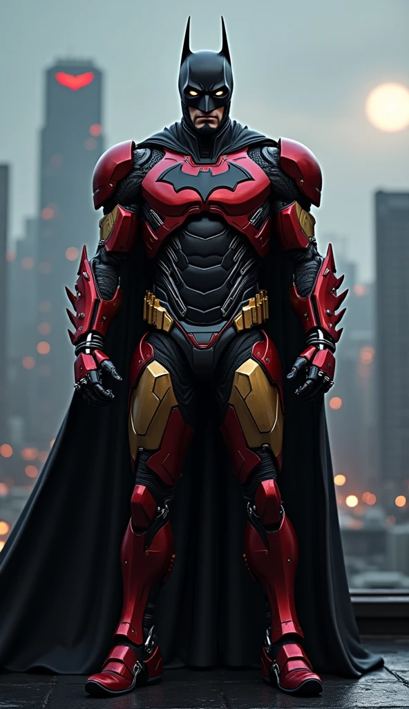 batman with red flame armor and green strip