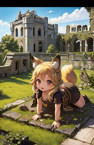 <lora:wakfu-eca> beautiful female catgirl, masterpiece, high detail