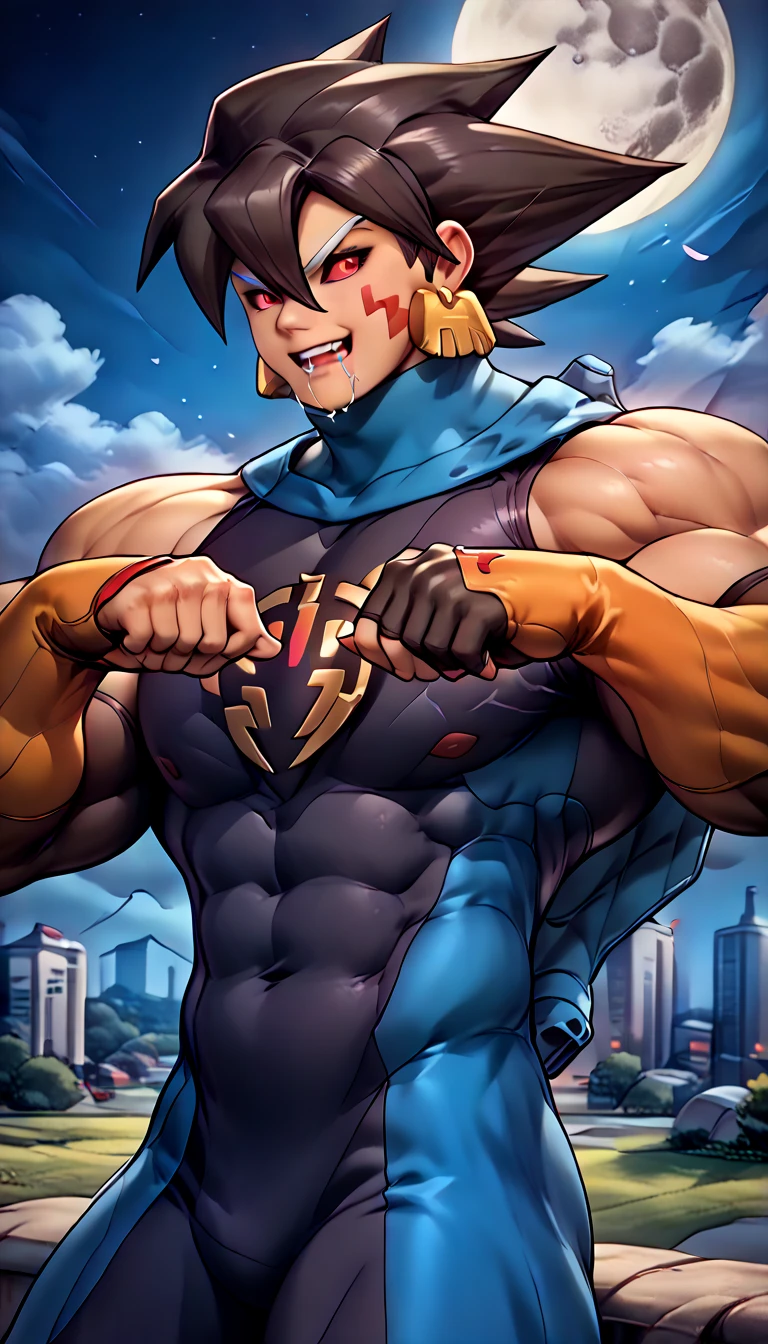  anatomically correct ,  Max Image,(((( huge muscles, sc1er6 {x} mega man {x} sc1er6 {x} mega man {x} x} x} is a good idea,, drool , stretch pose taken in the president's office)))),source anime,highly detailed,score 9,score 8 up,score 7 up,male focus,((bl6ck _ sc1er6 , colored sclera, black sclera,gloves, elbow gloves, black gloves,  capelet , black  capelet , fingerless gloves))frown, cowboy shot, Alone ( mega man ), Alone, 1boy, white hair, spiked hair, hair between eyes, facial mark, white eyebrows, red eyes, dark skin, bodysuit, crest, earrings, long sleeves, upper body night, moon, outdoors,nsfw,