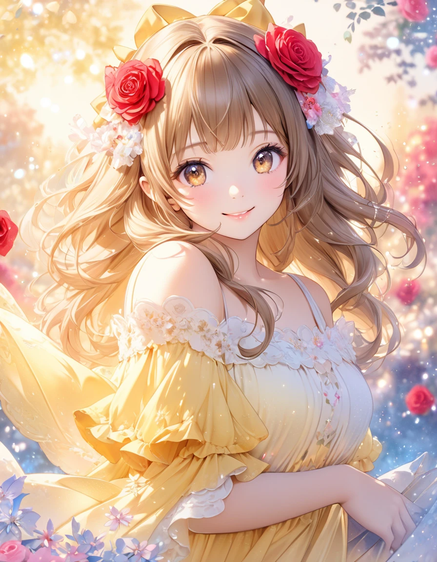 50 year old mature woman, Looking at the audience, Attractive breasts,Sensual curves、bubble、Full Body Shot,Nightgown, Charming smile, Thick lips, plump唇, blush, Looking at the audience, Provocative expression, Beautiful Hairstyles, Cleavage, plump、Curvy Hips、Attractive face、Mischievous face、Sexy Lingerie、An inviting gaze、Expressing emotions、colored feather, Money属装飾品, particle, Light, (masterpiece, highest quality, highest quality, Official Art, beautifully、aesthetic:1.2), (1 girl:1.3), Very detailed,(Fractal Art:1.1),(colorful:1.1)(flowerズ:1.3),Most detailed, (Dynamic pose), (Shiny skin), (Many colors :1.4), ,(Earrings:1.4), (feather:1.4),masterpiece, 30~40 years, Mr.々Hair style，Moneyのヘッドバンド，Tulle covers the chest，Perfect balance, Detailed details of the garment,marble，cinematicLighting, Film Grain, contrast of Light and dark,High detail,(((Gorgeous Accessories))))、Openwork decoration，(((See-through dress)))、(((Anatomically correct body))) ,1 girl, (High resolution), (8k), (Very detailed), Perfect Face, Beautiful eyes and face, (((highest quality))), (Very detailed), Detailed face and eyes, Beautiful Eyes,(((Sexy pose,Beautiful Eyes、Transparent double eyelids、(((Super gorgeous background)))、Bright Eyes,Money,diamond,gem,Body Chain,Luxury Accessories,beautifully、aesthetic,flower、(((Super gorgeous background)))、Bright Eyes