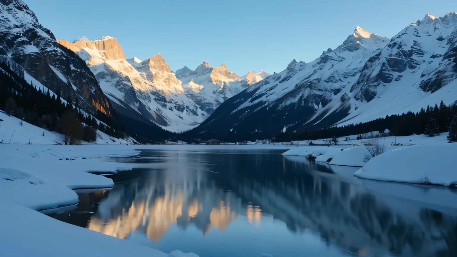 Winter mountains　lake