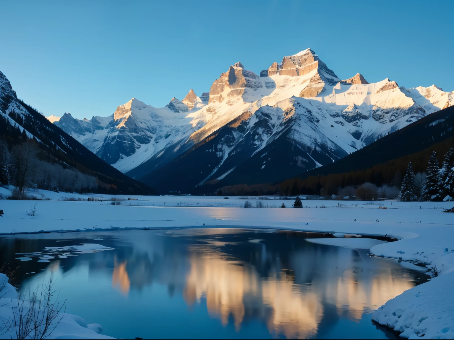 Winter mountains　lake