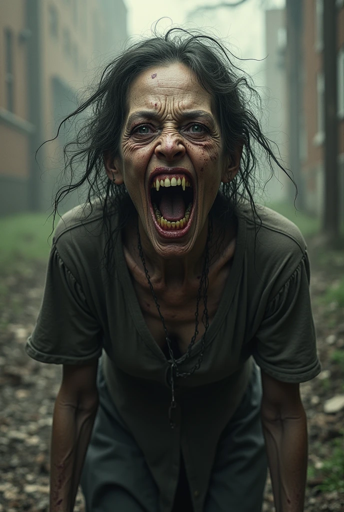old lady black eyes angry face, horror, jungle , background midnight, Black theme