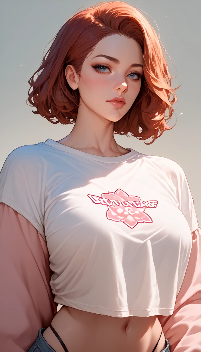 1girl,only wearing oversized tshirt,cowboy shot,upper body, Score_9, Score_8_up, Score_7_up, Score_6_up, Score_5_up, Score_4_up, Source_anime, Tag1, Tag2, Quality_masterpiece, Anatomically correct, Beautiful face, Perfect face, Highly detailed beautiful face and eyes, Attractive face, Detailed face, Delicate facial features, Detailed skin, Embarrassed, shy, ONLY WEAR OVERSIZED TSHIRT, THONG,