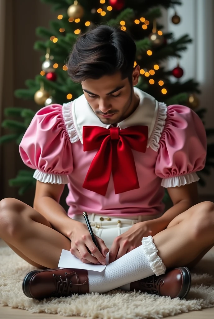 Jesus Christ is wearing a skirt, femboy Jesus, feminine Jesus, pink skirt, cat ears, boyish, well trimmed beard