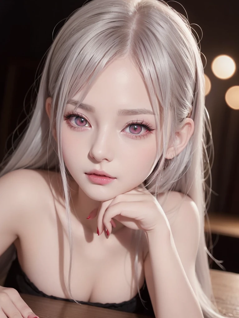 Beauty, Mystical Eyes、Big Boobs、Super sexy、Pale skin、Shiny Hair、Super long hair、tight perm、Silver Hair、Are fat、fat、smile、Heavy makeup、Pink lipstick、Thick lips、Moisturized lips、Plump、Voluptuous、Indian、looking at the camera、Has bangs、Bangs fall on the forehead、Mature Woman、Frivolous、Very erotic、Gal、Pompadour、exotic、Crawling on all fours in bed
