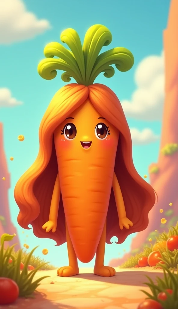  cartoon carrot with face and red hair,  with fluffy orange skin , Celeste&#39;s Madeline, She has long orange-brown hair, Orange head,  Vinny in vinegar sauce , Fuzzy Orange Doll,  anonymous like a sausage ,  Cartoon with E-Jae-gwan in the role  ,  Female Protagonist 👀 :8,  She has long red-orange hair, Velma,  haggis 