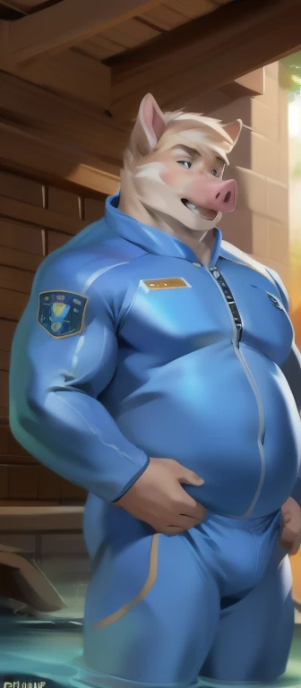 (((1boy))), ((toned)), full body, buzzcut, young, young_boy, hypnotized, dick_out, boner, big_erect_cock, wearing translucent white hero uniform, boner, big bulge, sexy, blushing, drooling, shirts open, standing at attention, hands tied back, wearing dog collar, expression of Intense ecstasy, dick_shape through tight pants