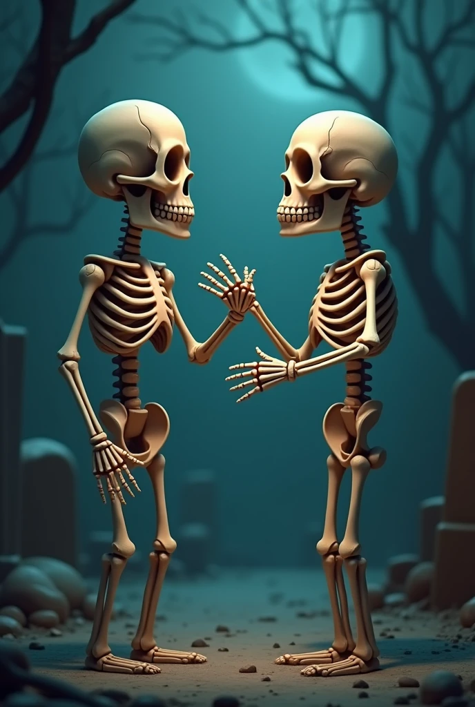 Two skeleton, fossil, group, old, ancient, love each other