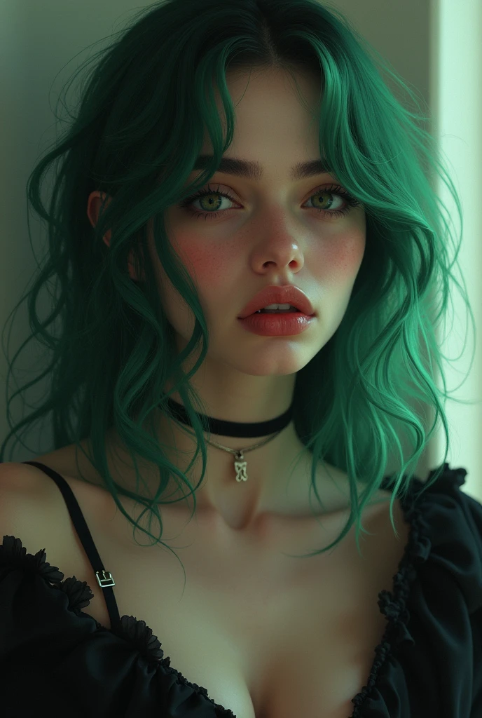 (((ultra realistic))) Photo, masterpiece, top quality, (pale fur), (Cara y ojos ultra detaileds.:1.3), 1 girl, adult, in a (very tight) push up bra, ((eye makeup, red mascara)), ((labios falses detallados)), ((wavy black fur)), ((stylish hairstyle)) , ({gigantic|big|huge|Mega|false}old), (Thin waist). huge escote, , Focus on the neckline, Photoshoot, (Suave) Turning on, (The game of lights and shadows), depth of field, bokeh, (special attention to fur detail: 1.3), Detailed oiled leather texture, sweaty fur pores, (very {sweaty|oily} fur). (Erotic frame atmosphere.. Color range: amber and teal, Tons), DR, ((film grain)), ((good heavens)), (Glare), ((portrait, close to old)) , ultra detailed,