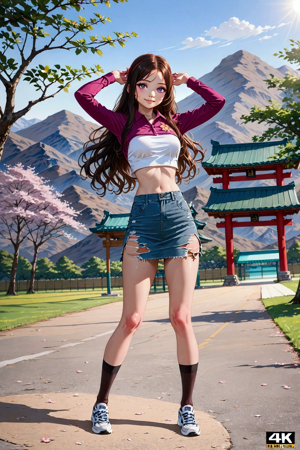 huge filesize,colorful,realistic,reality,masterpiece,best quality,stage,<lora:model_full_body_v1:1>,MFBP1,full_shot,1girl,plump,slender,long hair,multicolored hair,bare shoulders,big breasts,narrow waist,midriff,shirt,skirt,white_pantyhose,barefoot_sandals,multicolored_scarf,elbow_gloves,