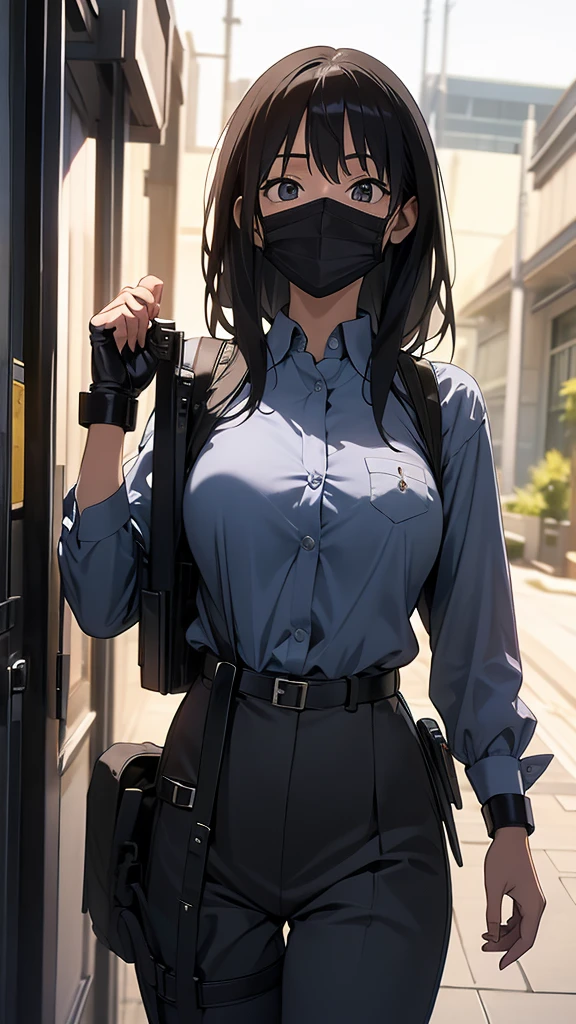 behind handcuffed beautifulwoman japanesewoman suspender gun holster blackmask belt longhair Side view of the face syatu suspender gun holster blackmask belt shorthair Side view beautifulwoman arrested backhandcuffed