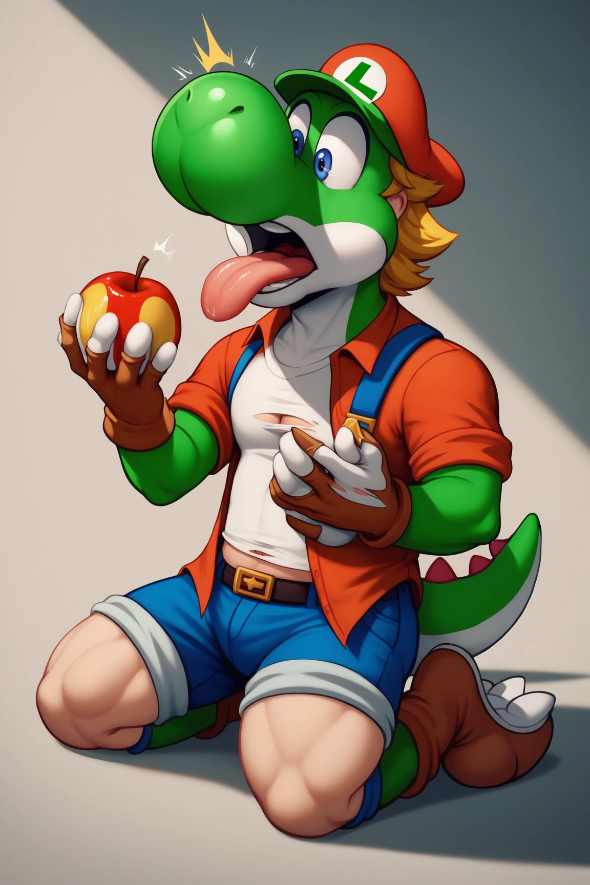 (feral male green Yoshi ), (male werewolf) score_9, score_8_up, dream prompt:score_9, beautiful, detailed cute face, blushing, shocked expression, reverse suspended congress, looking surprised, crying, forest, feet in view, foot shot, crying, cum, green feet, 3 toes, ((screaming)), foot focus, huge feet, vaginal, sex, saliva, hyper feet, impregnation, spreading legs, arms behind back, grabbing butt