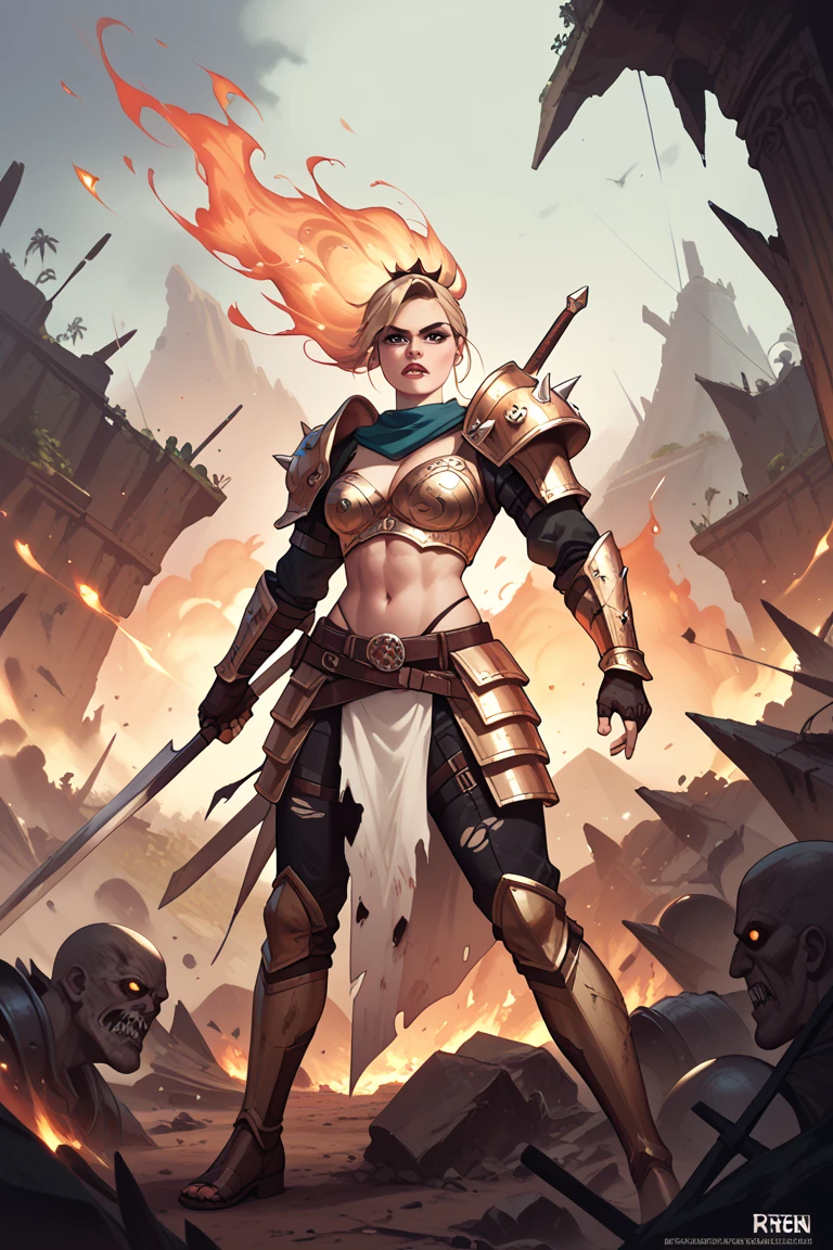 score_9,score_8_up,score_7_up, BREAK fireffect, fire, Marines Blue eyes, solo, armor, sfw rabbit pose, esthetical, medium breasts, thirsty, high fantasy BREAK jungle