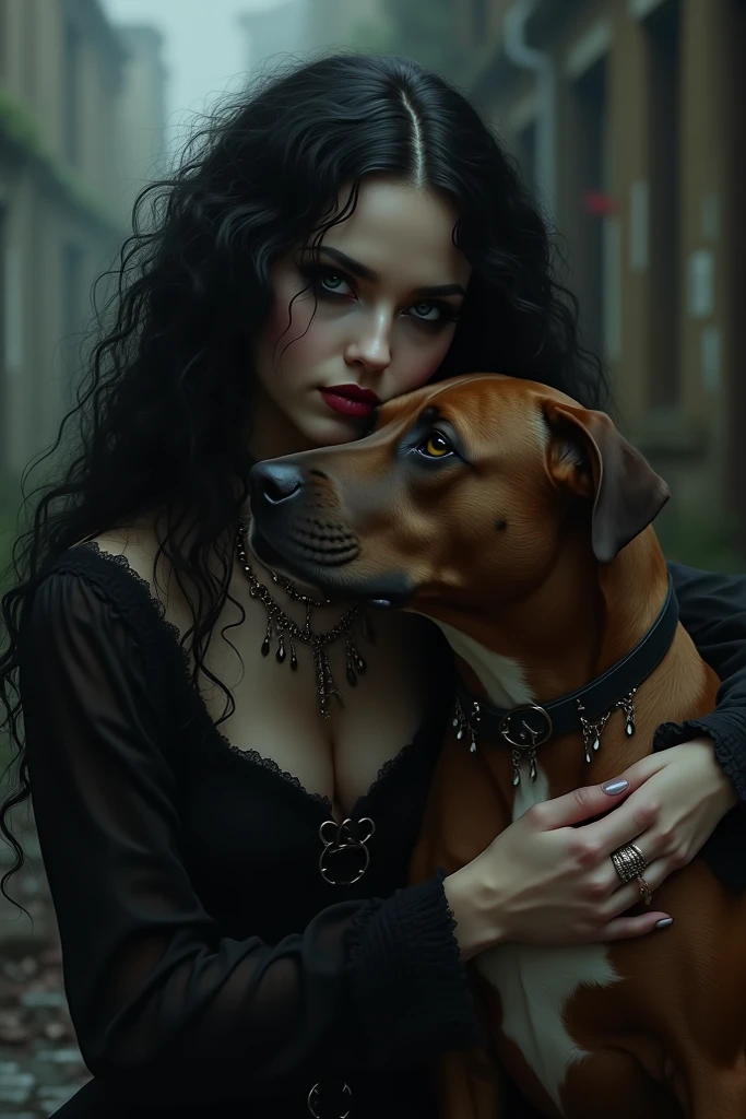 Goth girl having sex with a dog