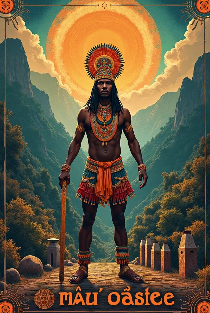 A dynamic illustration portraying Shaka Zulu, a visionary leader, as he transforms Zulu warfare. Depict Shaka holding the deadly 'Iklwa' spear amidst disciplined 'Impi' formations. Showcase the paradigm shift with vibrant colors and bold strokes. --ar 9:16 --v 5.2
