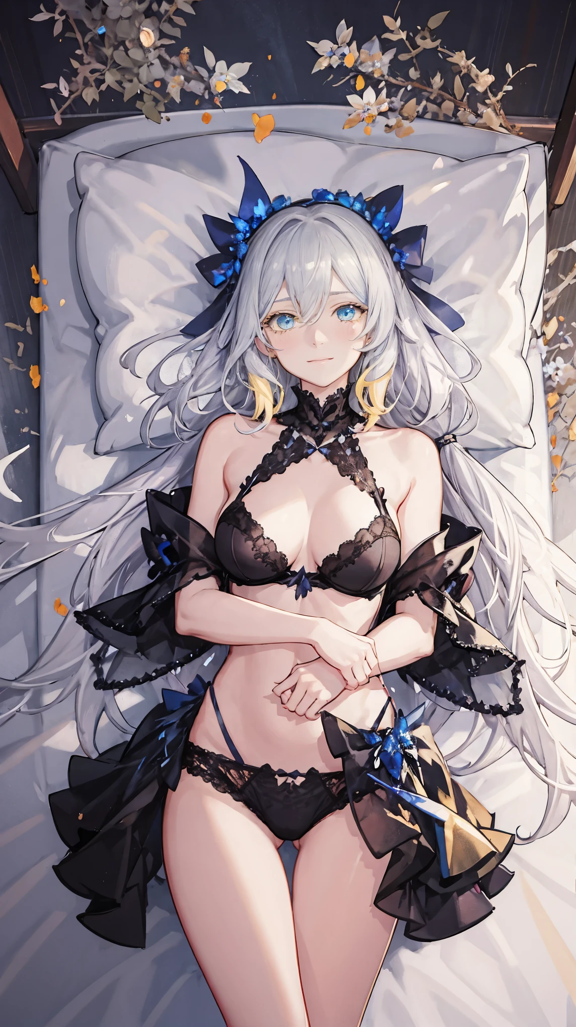(micro bikini photo:1.1, saggy , in blue waterfront garden:1.5), Masterpiece, best quality, (very detailed CG unity 8k wallpaper), (best quality), High definition RAW color art, Animation,sculptures, (black Marble Skin), (((Ultra detailed elegant))), Magical atmosphere, Detailed skin, Texture,(Intricately detailed, Fine detail, ultra-detail art), depth of fields, bokeh, Silky Touch, Hyper Detail, beautiful eyes, Elegant Face, (lying on pastel white waterfront, morning glory), sparkle background, enormous breast(silver hair), pastel purple, embarrassing smiley face, wide open udder, overall