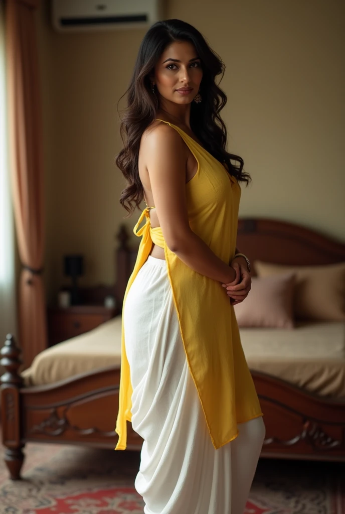 Indian  women, transparent kimono,fair skin, d cup breast and huge ass,tall,long straight hair
