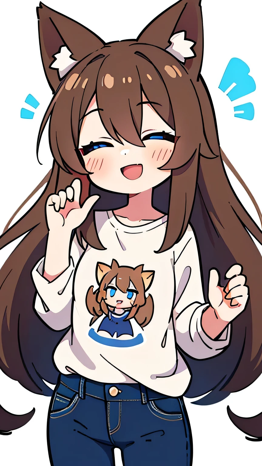 1girl,brown hair,Cyan eyes,dog ears,Nice,Pink,Large sweatshirt
