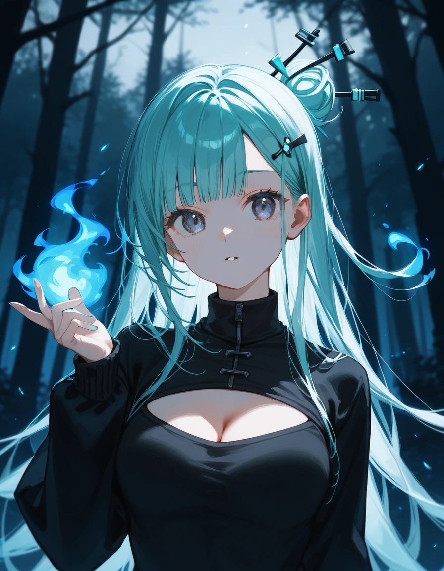 (Fraction_9,Fraction_8_Direction_7_up),1 A Ghost Woman,(((bust))), A beautiful woman,Ghost Knight, Foyego,Turquoise colored hair,Turquoise skin,Skin glow,League of Legends Characters,Skin is green soul,Arcane,The character's body is translucent,The broken armor on his body,The legs are also transparent,soul,translucent,