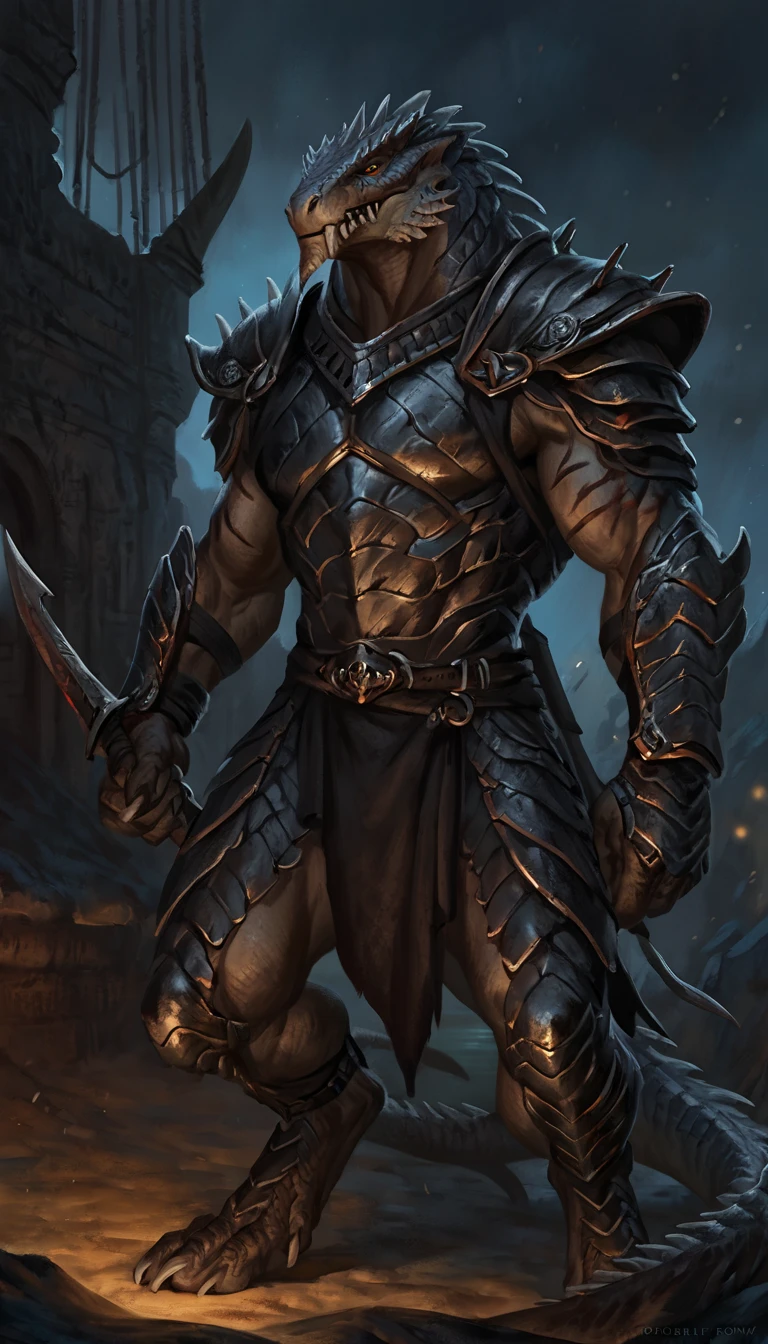 Dragonborn warrior with a spear 